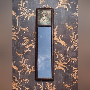 Antique Wall Mirror of Marie Antoinette in beautiful tiger's eye wooden frame